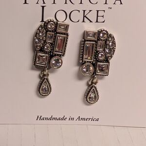 Patricia Locke Silver Crystal Drop Earrings in Clear